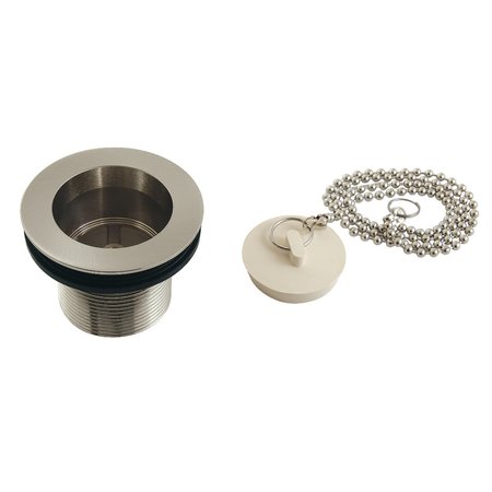KINGSTON BRASS 112 Chain and Stopper Tub Drain with 112 Body Thread, Brushed Nickel DSP15SN